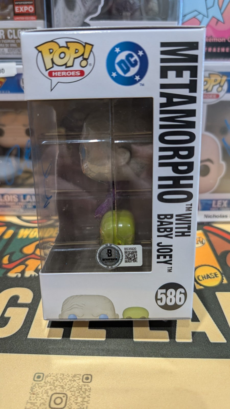 METAMORPHO & BABY JOEY Superman Funko 586 Signed by Anthony Carrigan Beckett COA