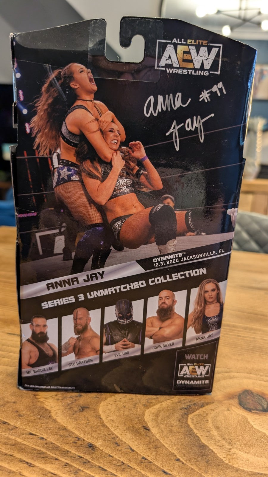 AEW Unmatched Series 3 Anna Jay Signed Wrestling Figure With JSA COA (Card only)