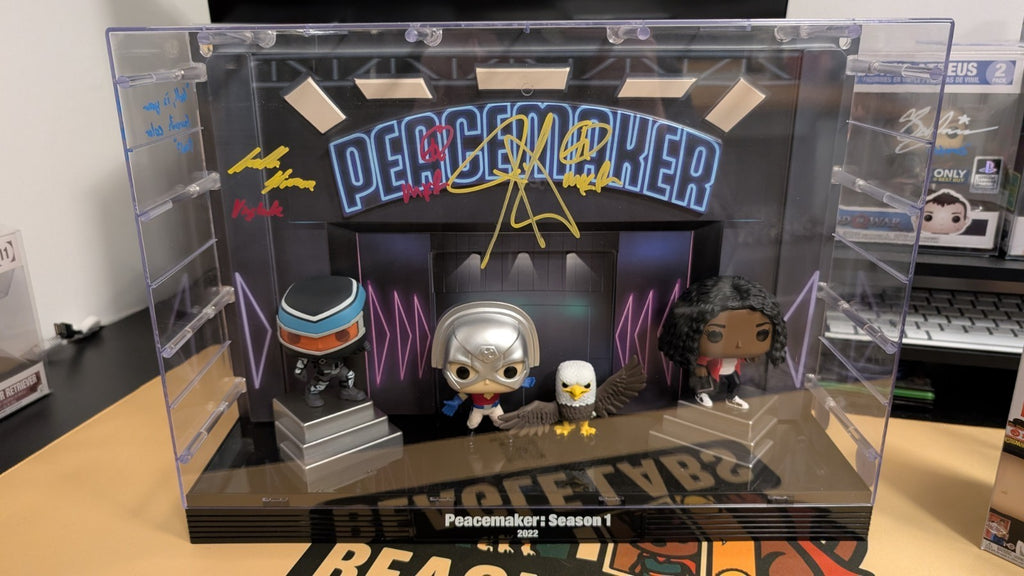 Signed Peacemaker Introduction Funko Pop Vigilante John Cena Freddie Stroma COA