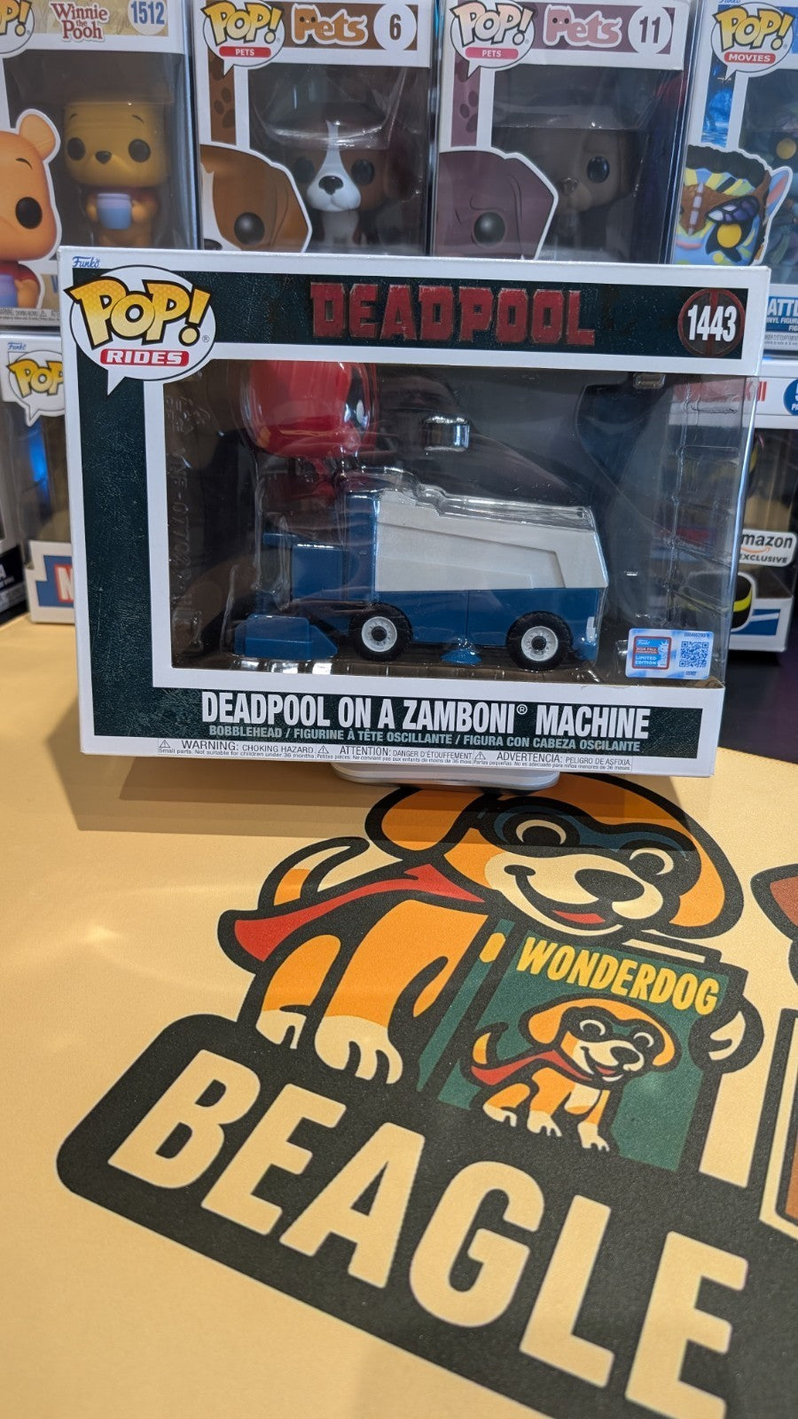 FUNKO POP! Marvel Studios Deadpool On A Zamboni Machine #1443 Con Exclusive