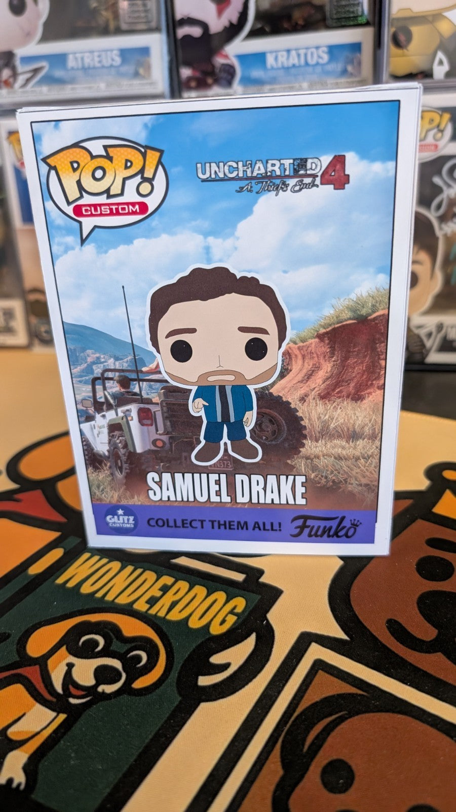 Custom Funko Pop Uncharted 4 Samuel Drake Signed by Troy Baker with Quote & SWAU