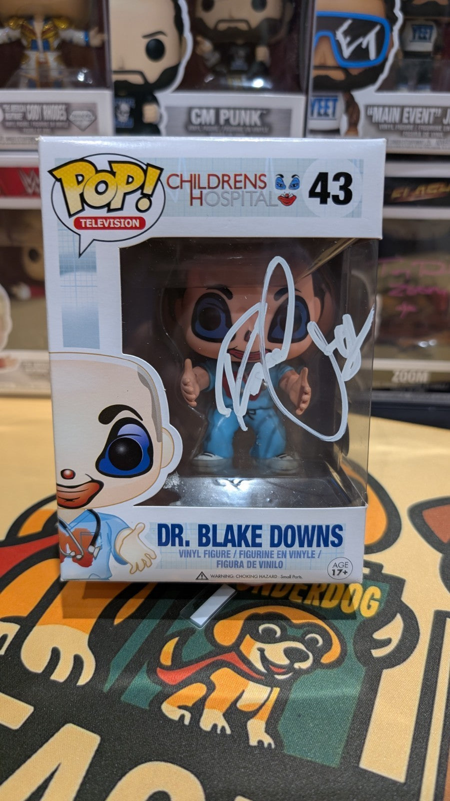 Funko Pop! #43 Dr. Blake Downs Clown Autograph Signed Rob Corddry SWAU COA