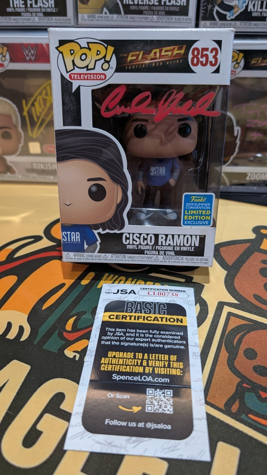 Funko POP!  The Flash Cisco Ramon #853 Signed By Carlos Valdes With JSA COA