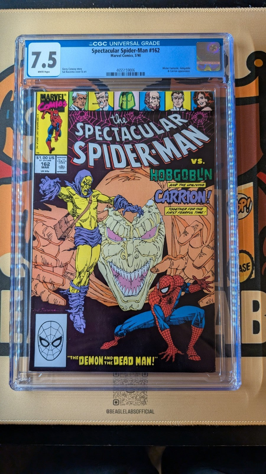 Spectacular Spider-Man #162 CGC Graded 7.5 Marvel 1990 White Pages Comic Book.