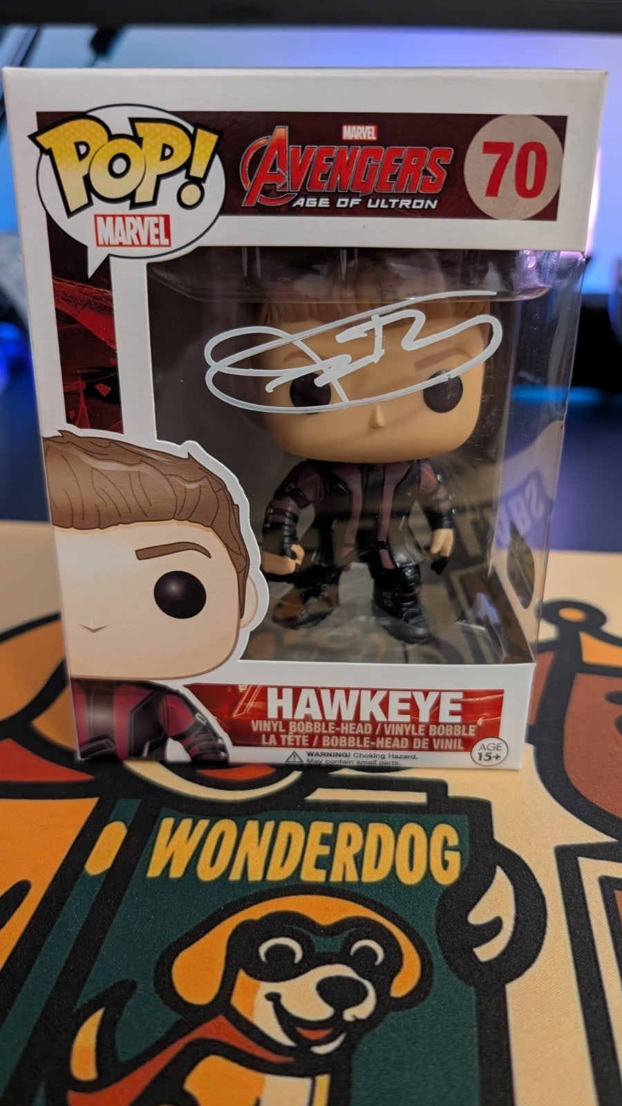 Jeremy Renner Signed Funko Pop! Marvel Avengers Hawkeye #70 Autograph SWAU COA