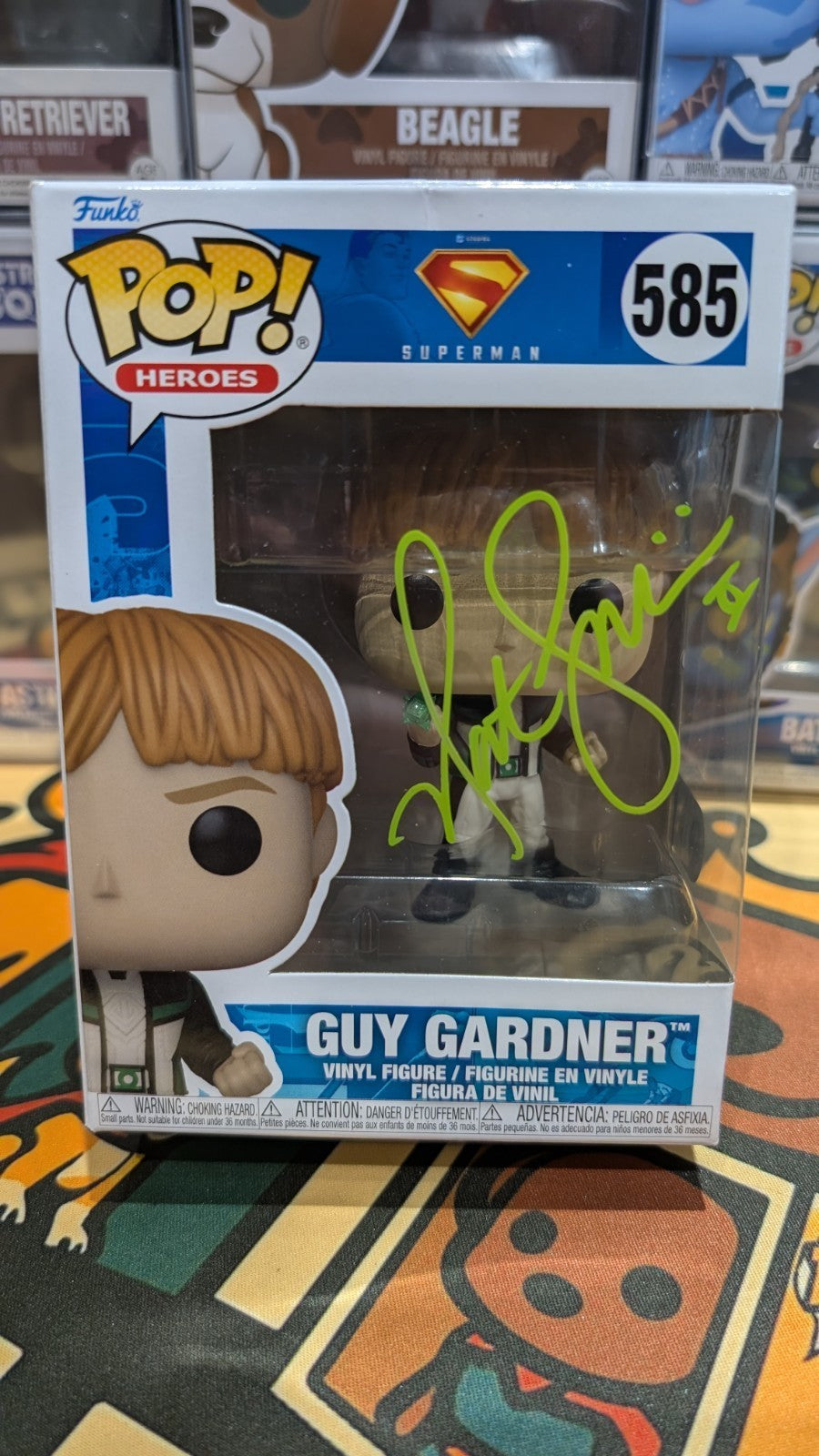 DC Superman Guy Gardner #585 Signed By Nathan Fillion Funko Pop Beckett SWAU COA