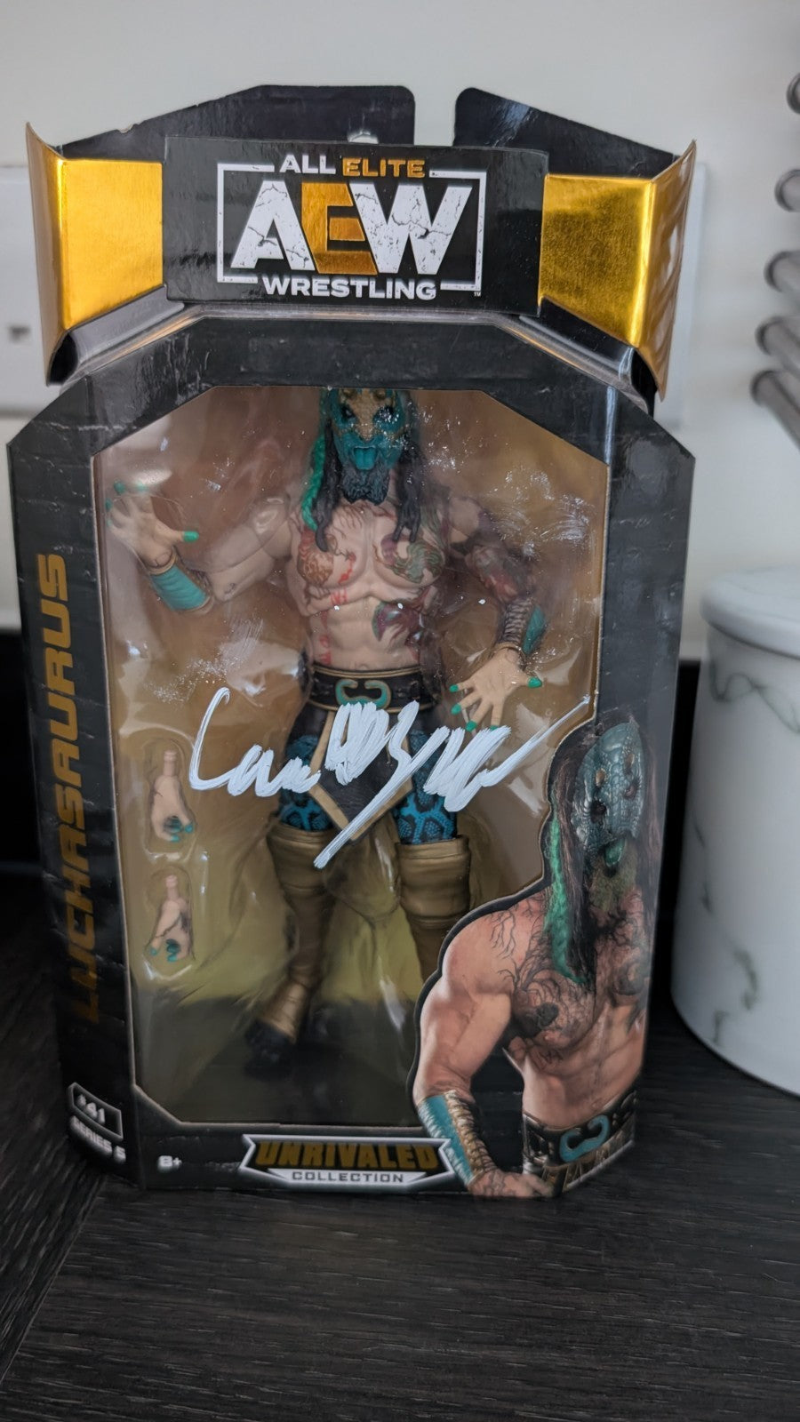 AEW Unrivaled Series 5 Luchasaurus Figure Signed Wrestling Figure SWAU COA WWE