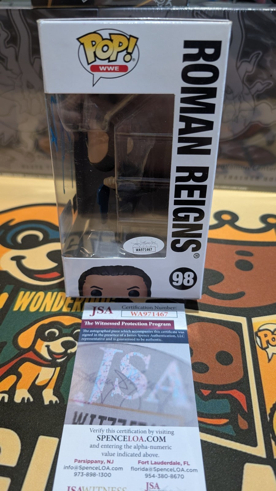 Roman Reigns WWE Amazon Signed FUNKO POP! #98 JSA Witnessed COA Tribal Chief