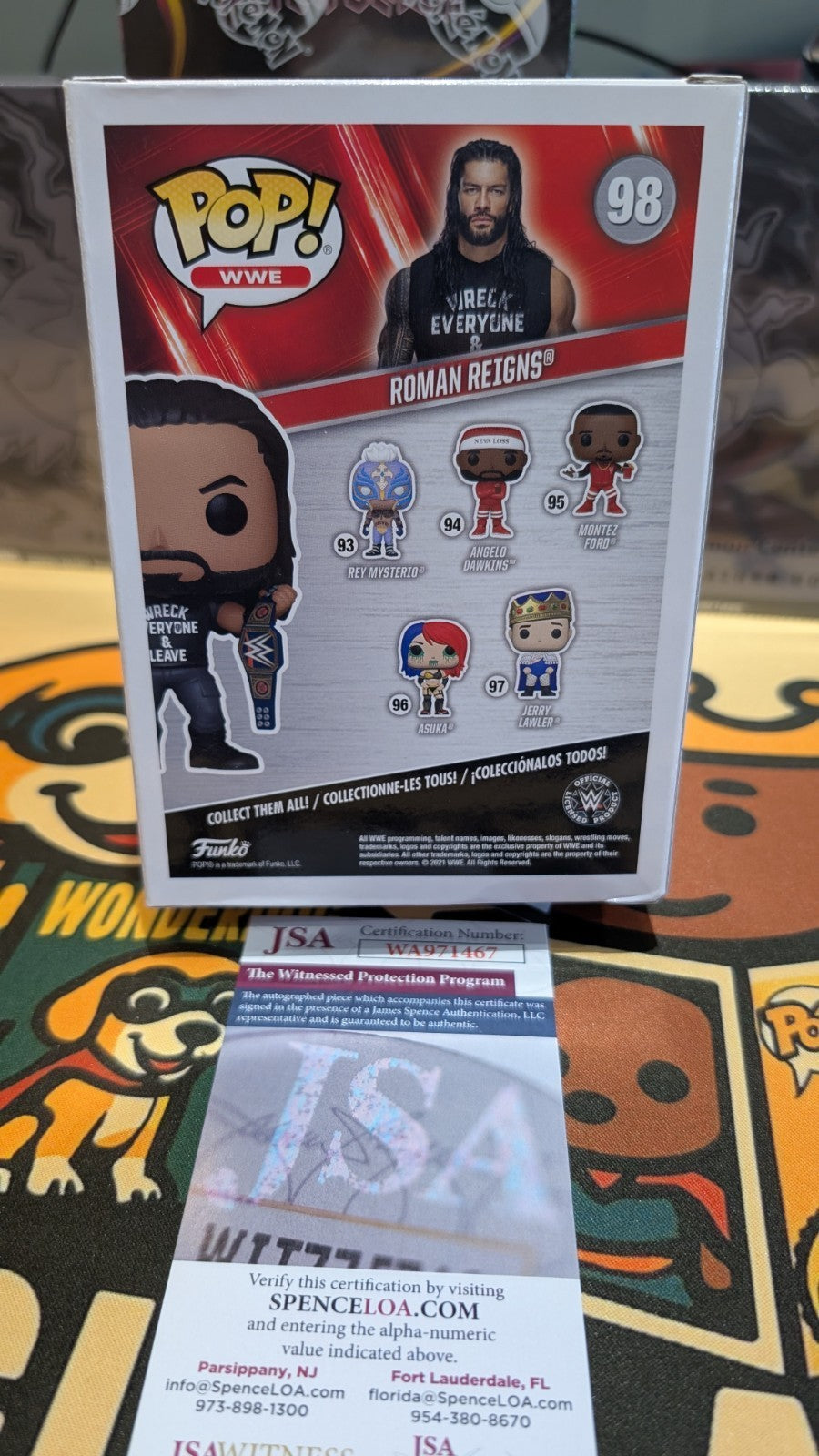 Roman Reigns WWE Amazon Signed FUNKO POP! #98 JSA Witnessed COA Tribal Chief