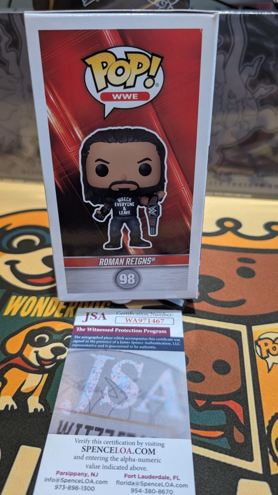 Roman Reigns WWE Amazon Signed FUNKO POP! #98 JSA Witnessed COA Tribal Chief