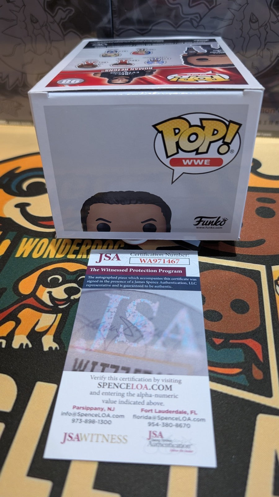 Roman Reigns WWE Amazon Signed FUNKO POP! #98 JSA Witnessed COA Tribal Chief