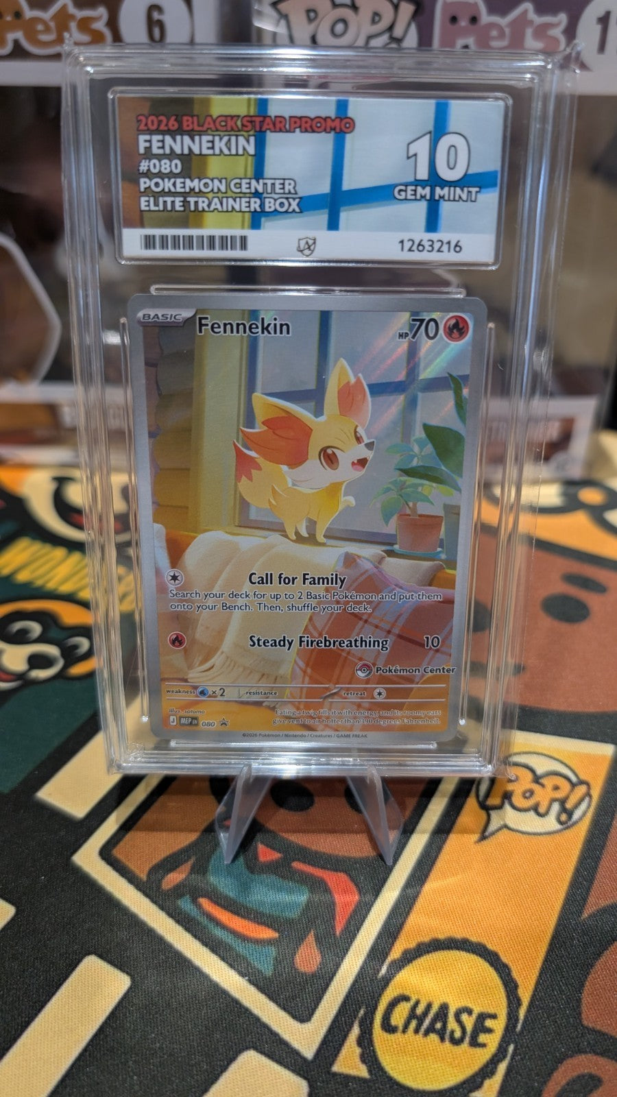 Graded Fennekin Chaos Rising Promo 080 Pokemon Center Stamped Ace Grading 10