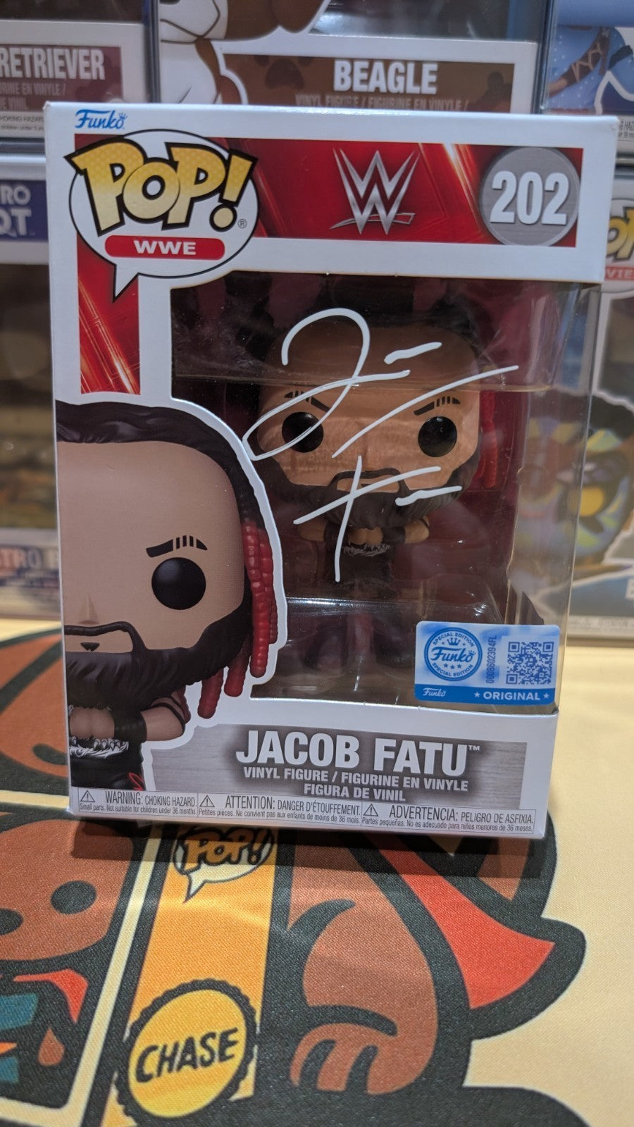 Jacob Fatu WWE #202 Fanatics Exclusive Funko Pop! Signed - *Slight Damage*
