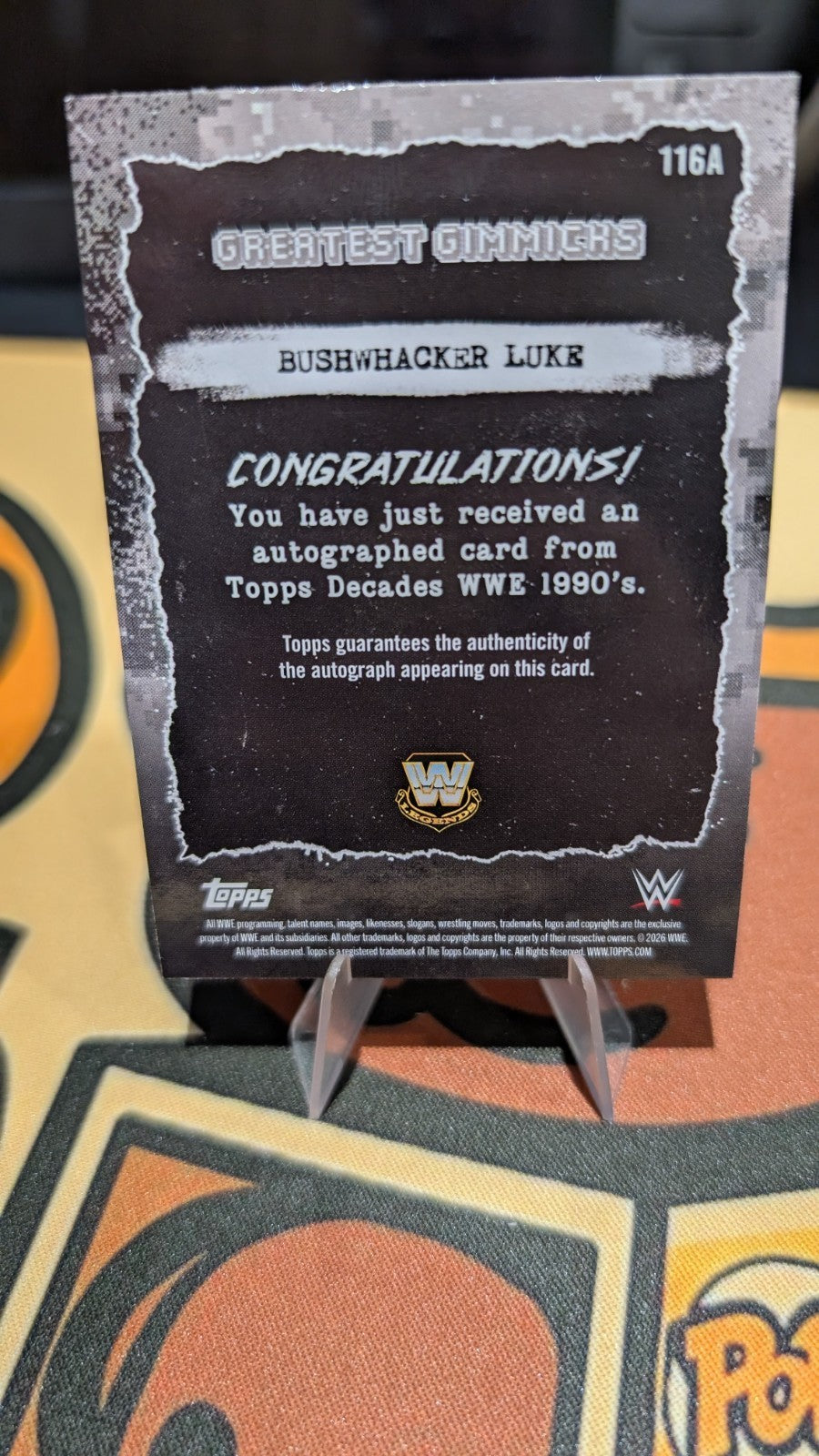 WWE Topps Decades 90s Signed Bushwhacker Luke Auto /10 Greatest Gimmicks