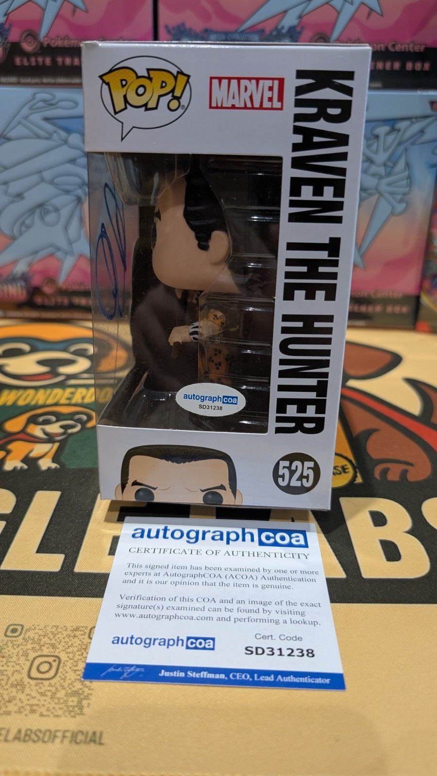 SIGNED AARON TAYLOR-JOHNSON KRAVEN THE HUNTER MARVEL FUNKO POP 525 ACOA