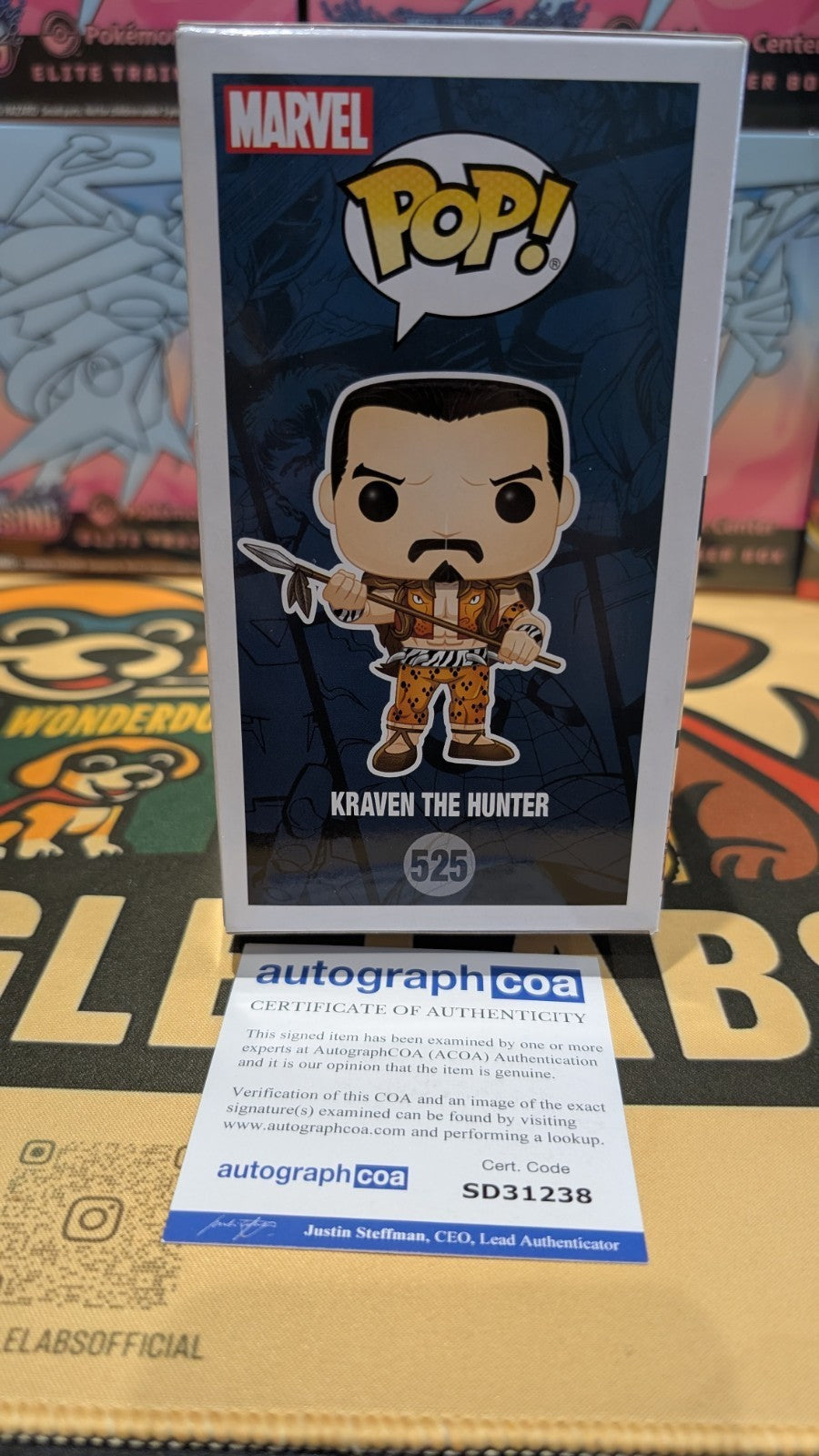 SIGNED AARON TAYLOR-JOHNSON KRAVEN THE HUNTER MARVEL FUNKO POP 525 ACOA