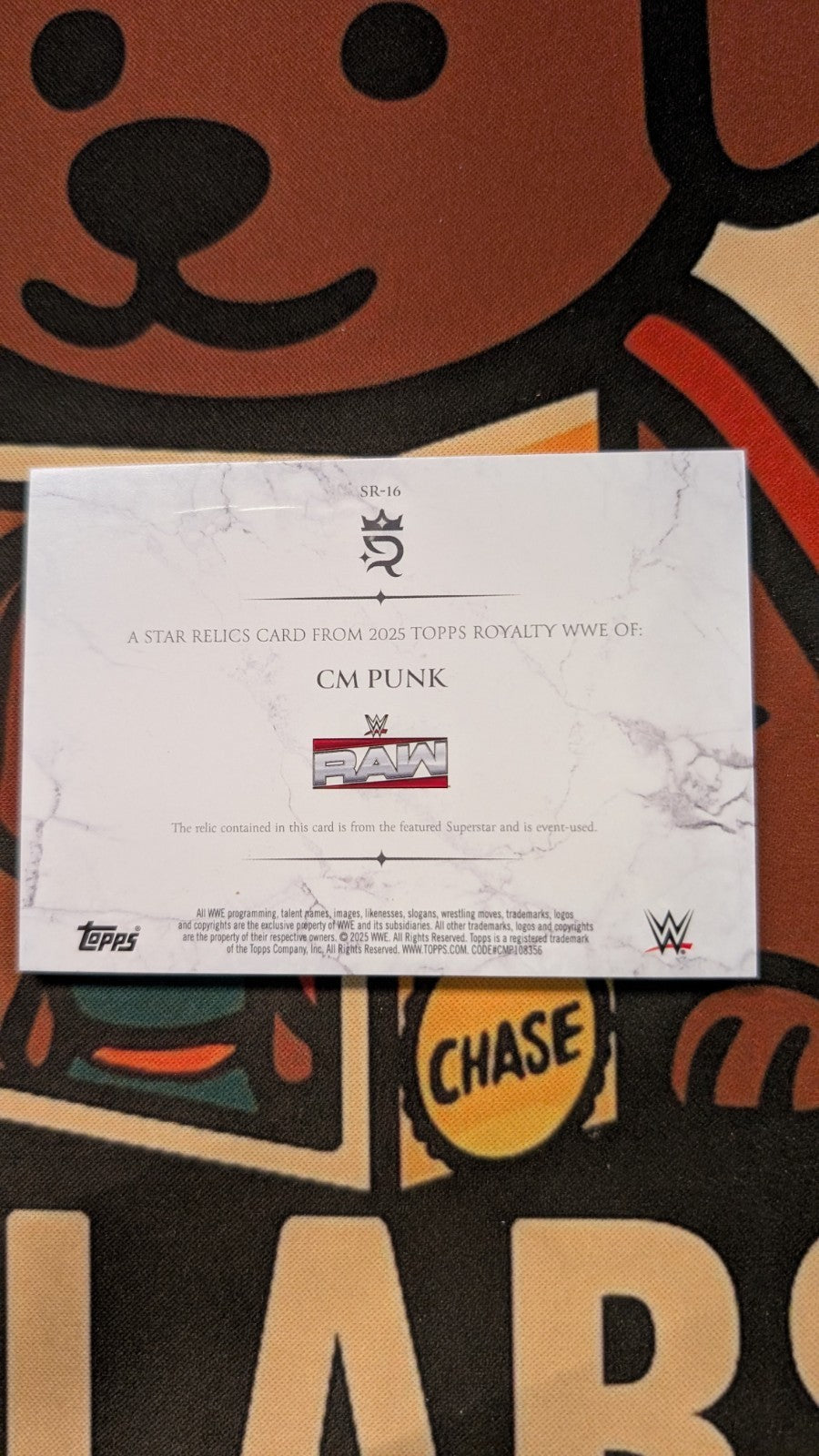 2025 Topps WWE Royatly- CM Punk Authentic Relic # /89 Card