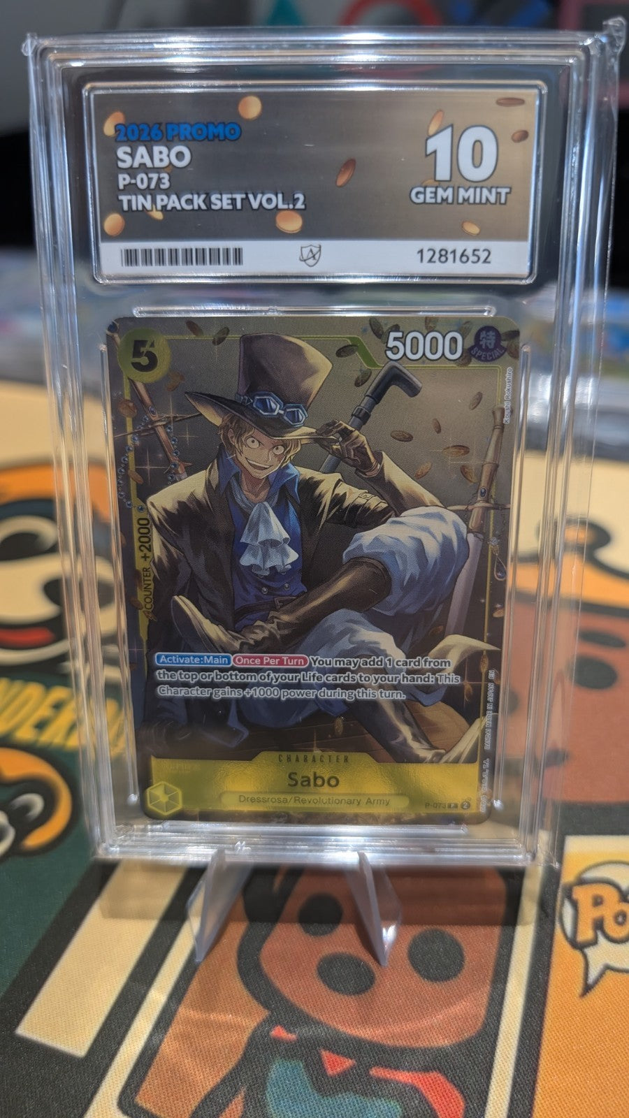 ACE Grading Gem Mint 10 Sabo P-073 Promo One Piece Tin Pack Set Vol.2