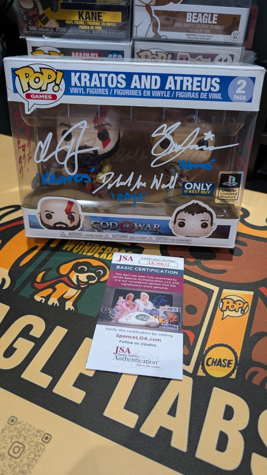 3x SIGNED Funko Pop God of War - Kratos & Atreus 2 Pack JSA & SWAU COA