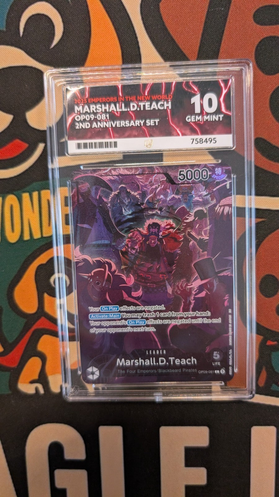 One piece TCG ACE GEM MINT 10 2nd Anniversary Marshall D Teach OP09-081