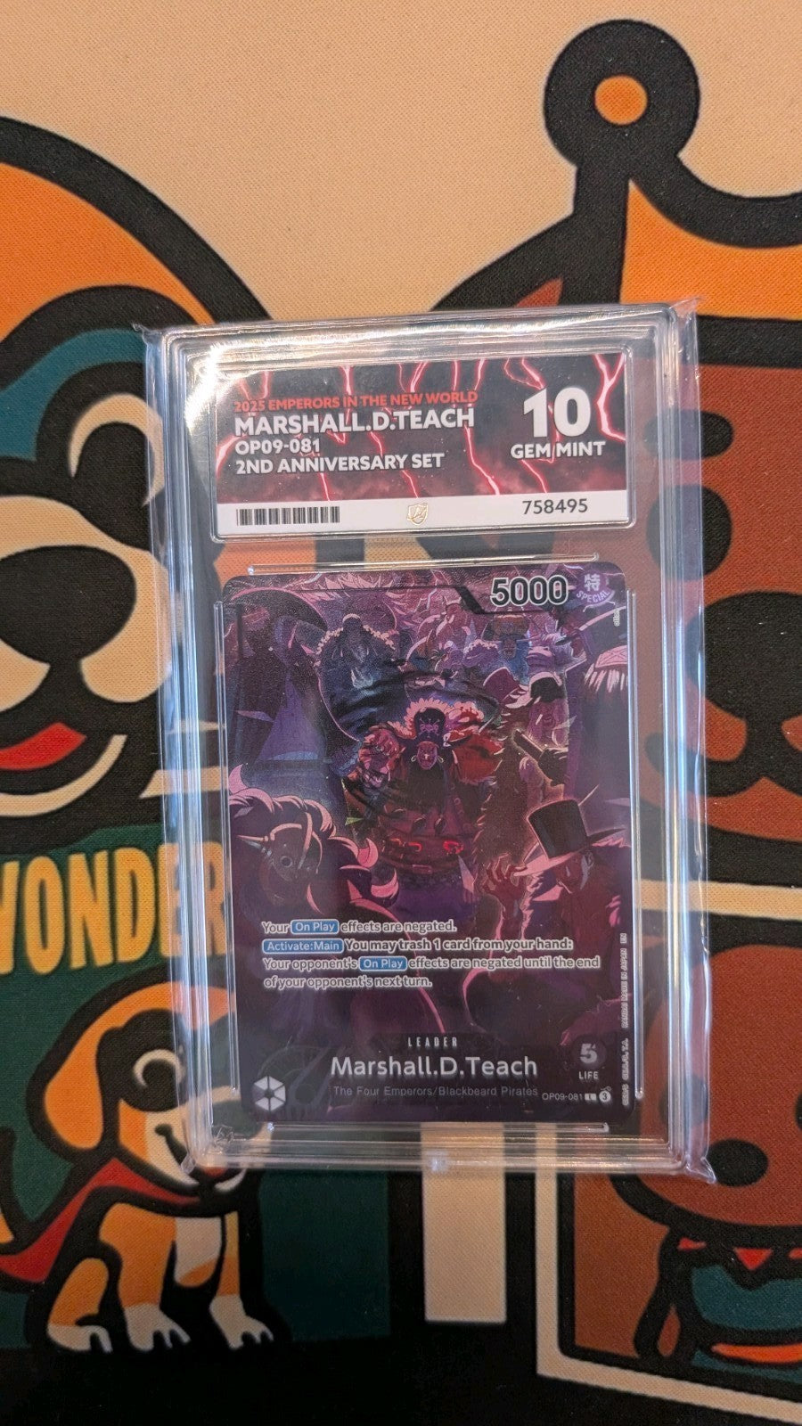 One piece TCG ACE GEM MINT 10 2nd Anniversary Marshall D Teach OP09-081