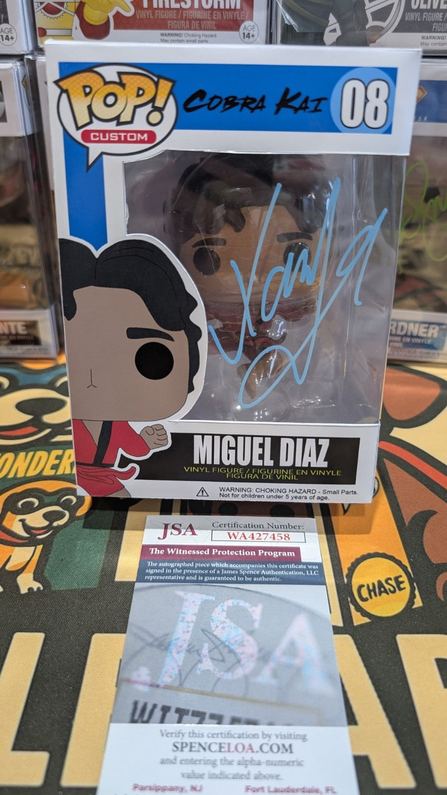Custom Funko Pop! Cobra Kai Miguel Diaz Signed Xolo Mariduena With JSA COA