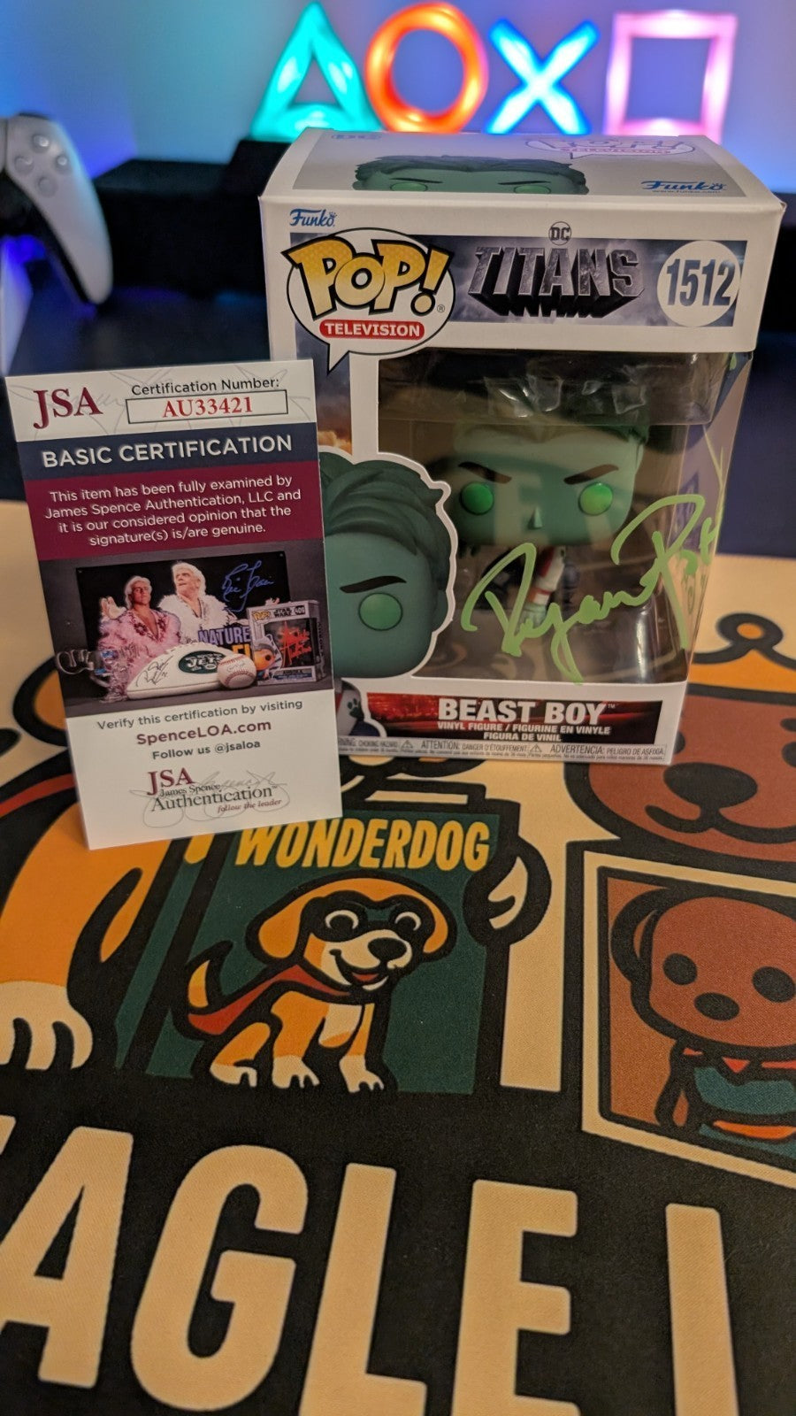Ryan Potter Signed Beast Boy Funko Pop JSA Titans with JSA COA and Inscription