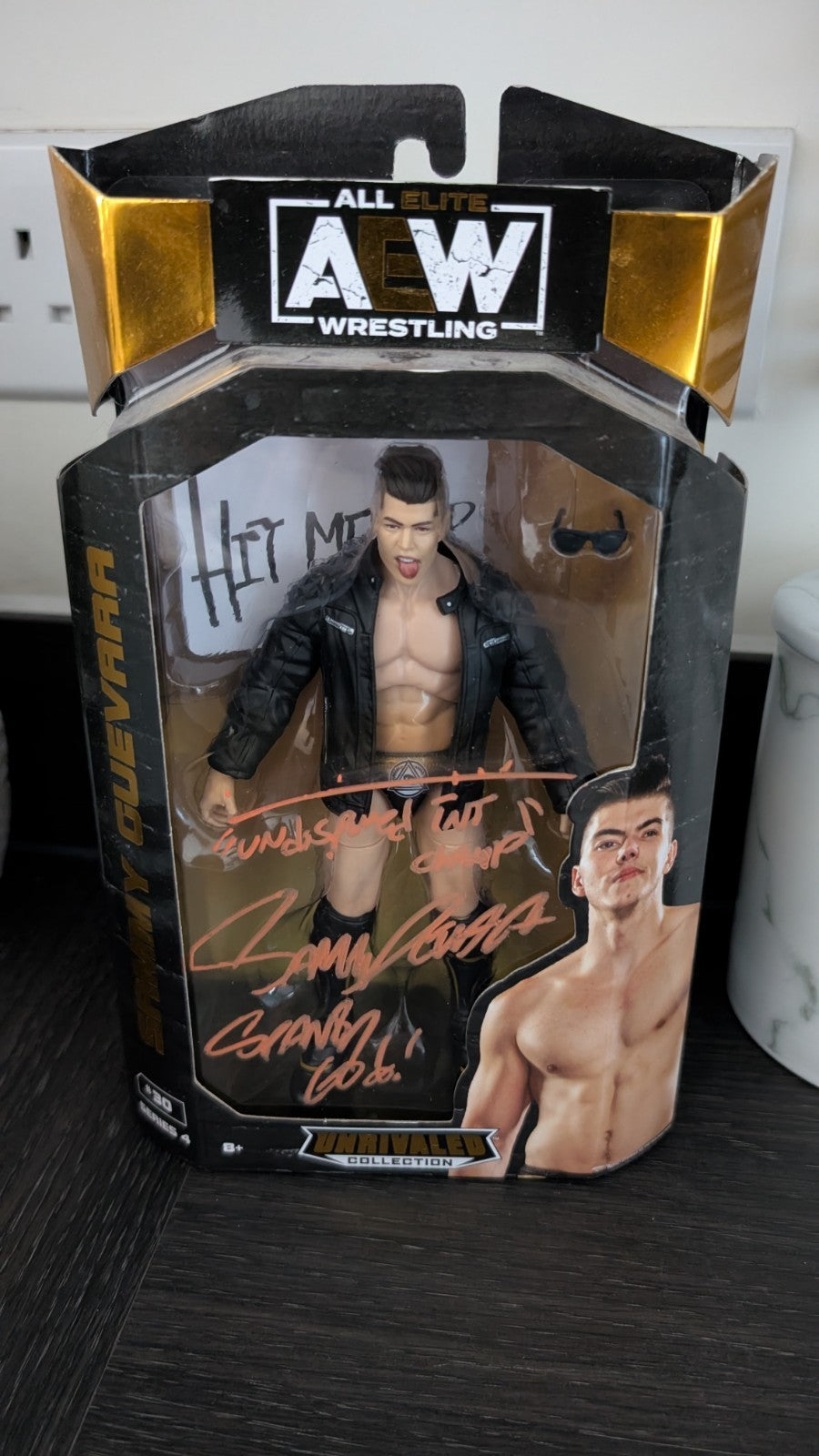 AEW SAMMY GUEVARA Signed Action Figure Series 4 #30 with SWAU COA WWE Wrestling