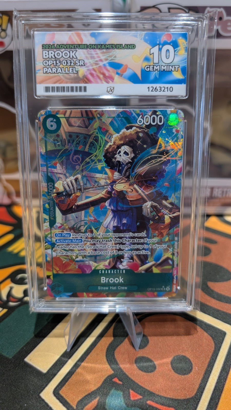 One Piece Card - Brook - Full Art Parallel OP15-032 Ace Grade 10