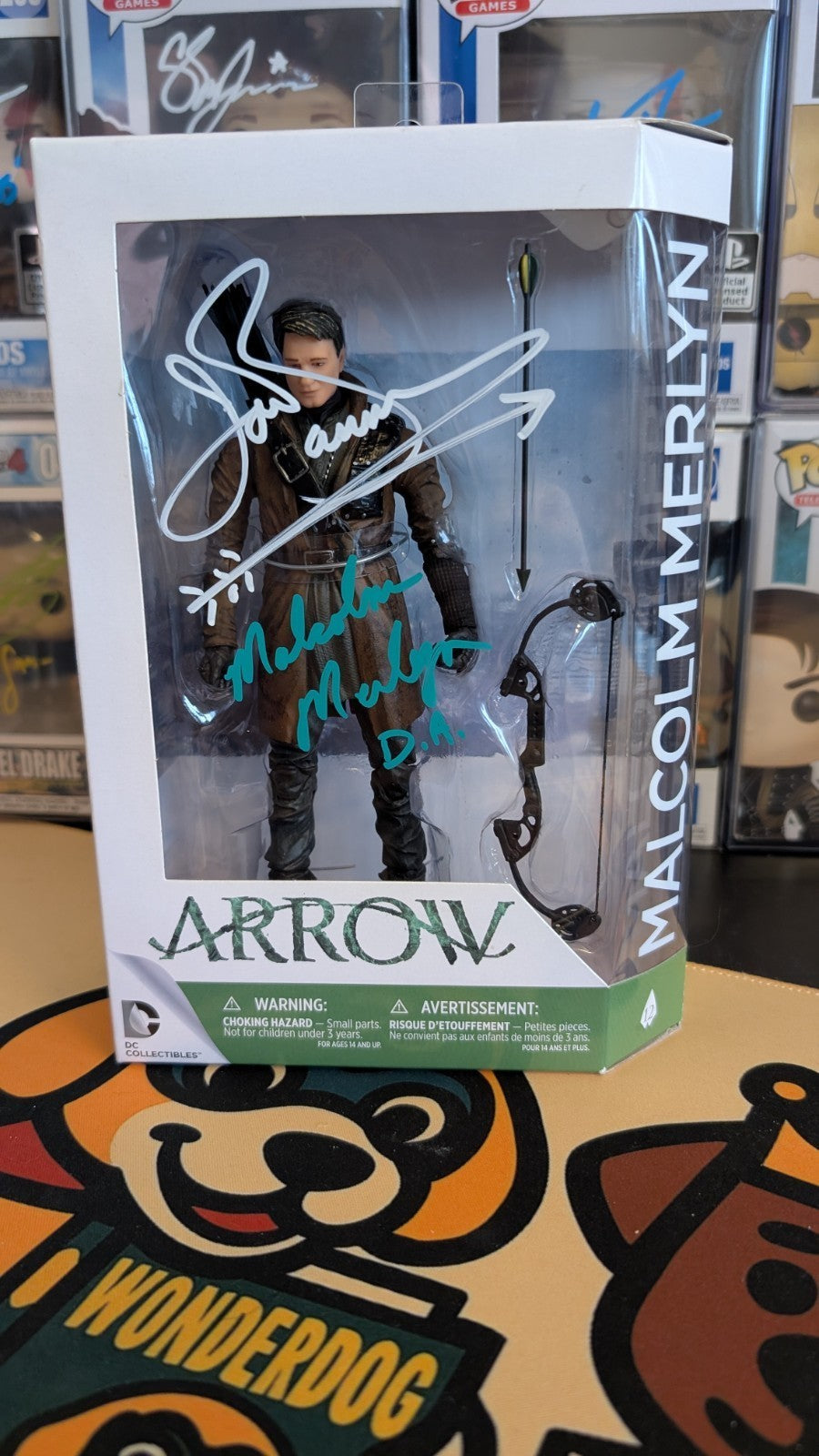 Signed John Barrowman DC Arrow TV Series Action Figure #12 Malcolm Merlyn SWAU