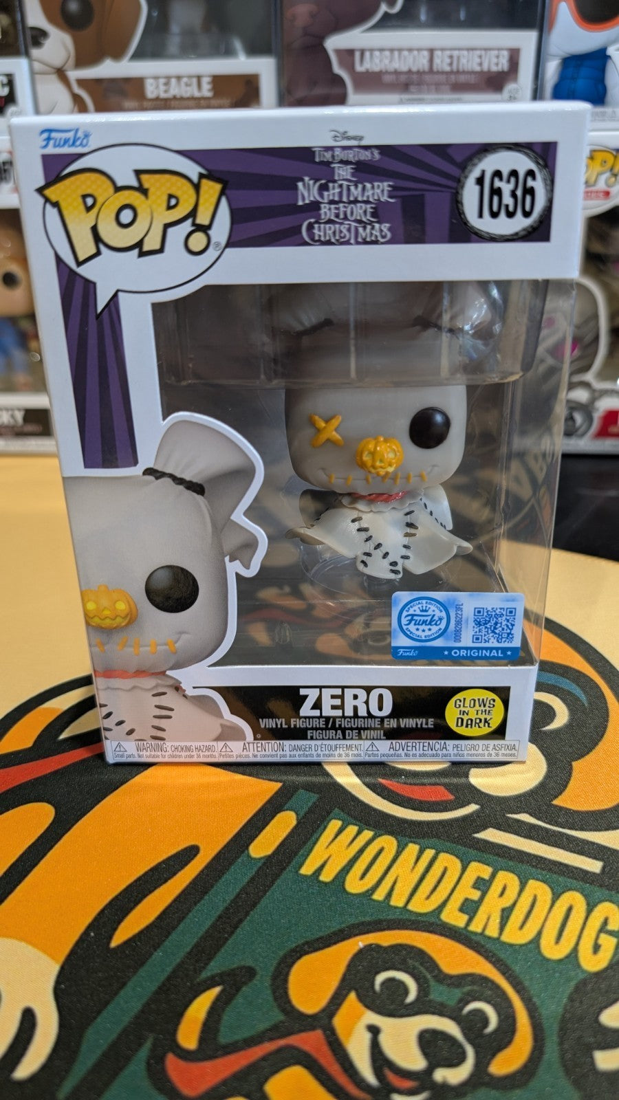 Funko POP! The Nightmare Before Christmas 1636 Zero (Patchwork) (Glow) NEW BNIB