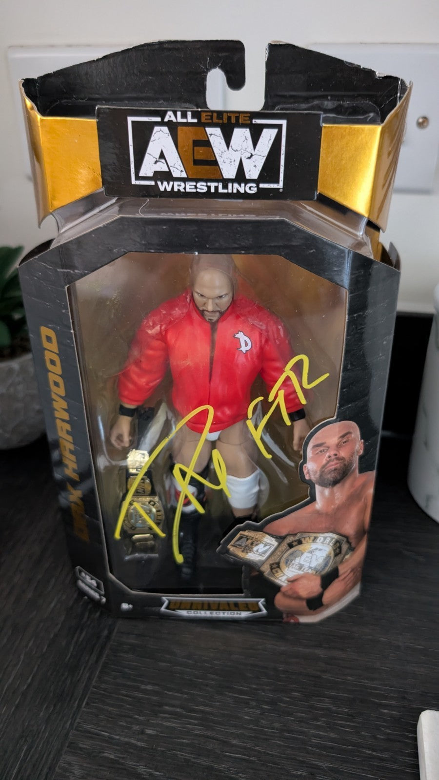 AEW Unrivaled Series 7 Dax Harwood Signed Wrestling Figure with SWAU COA WWE FTR