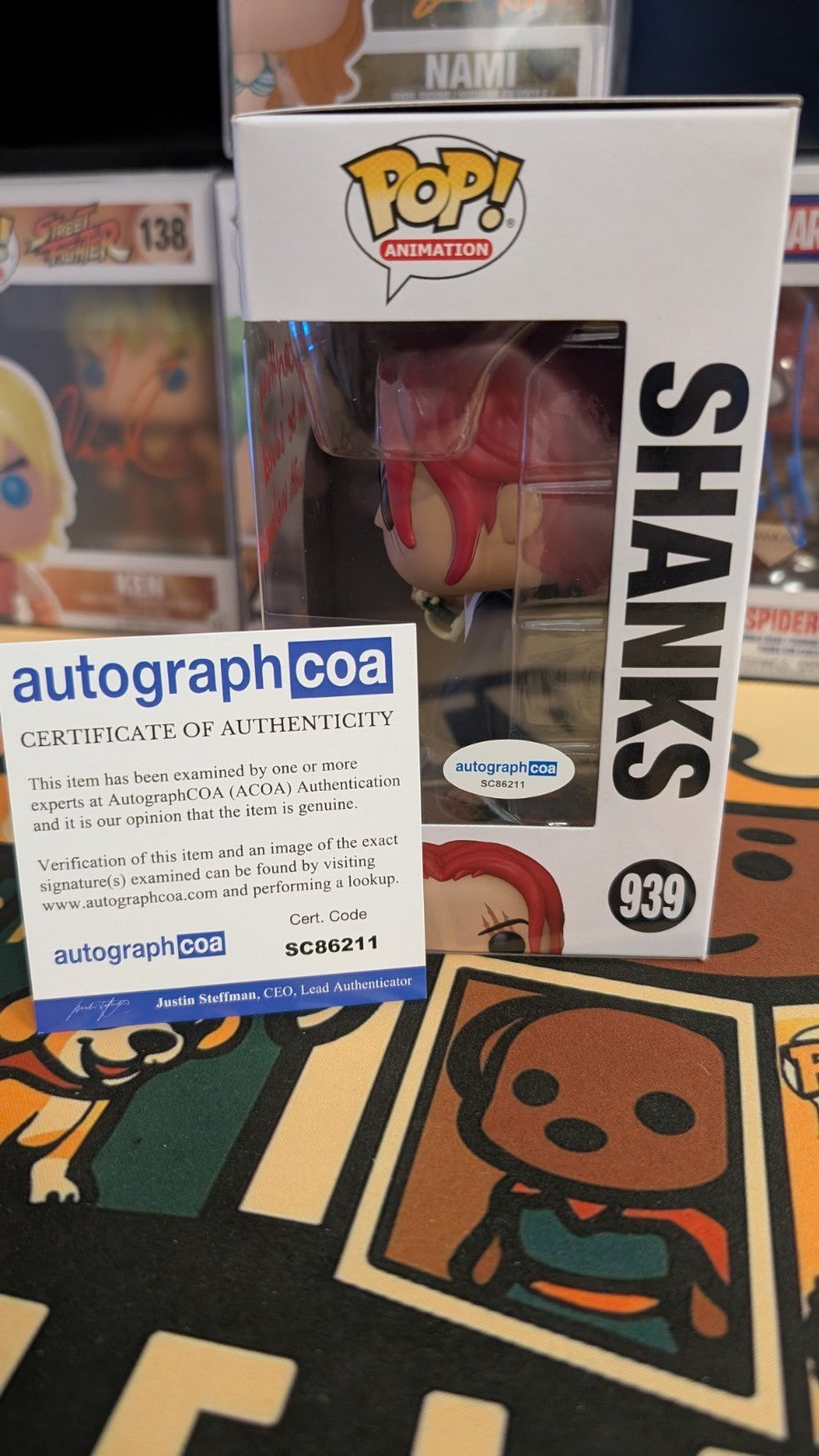 Funko Pop! Vinyl: One Piece - Shanks - Signed By Peter Gadiot ACOA #939
