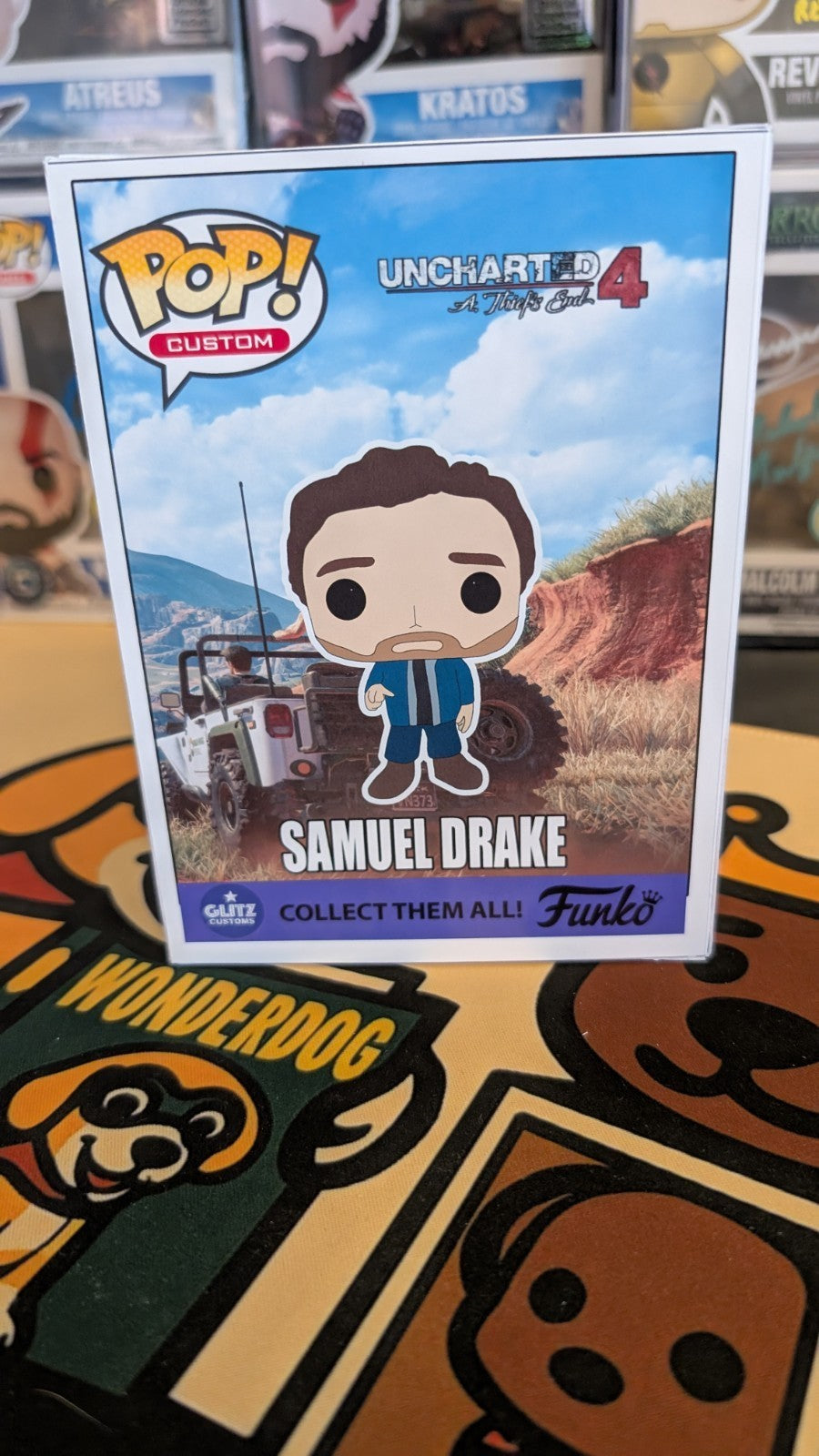 Custom Funko Pop Uncharted 4 Samuel Drake Signed by Troy Baker with Quote & SWAU