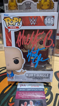 Kurt Angle & Shelton Benjamin Autographed Funko Pop #146 Signed JSA COA WWE