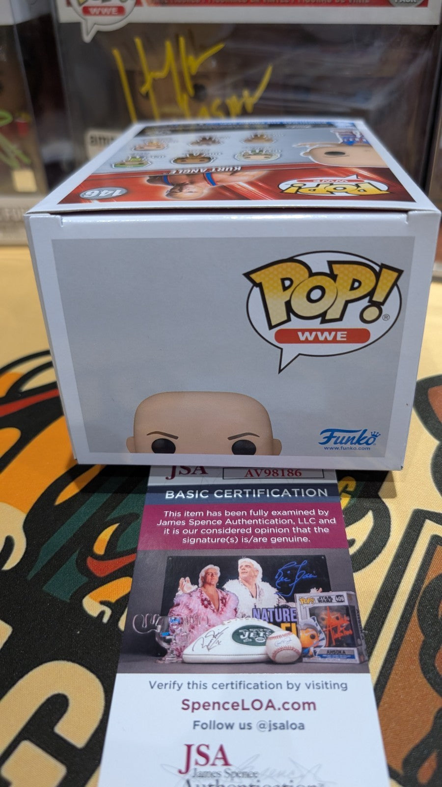 Kurt Angle & Shelton Benjamin Autographed Funko Pop #146 Signed JSA COA WWE