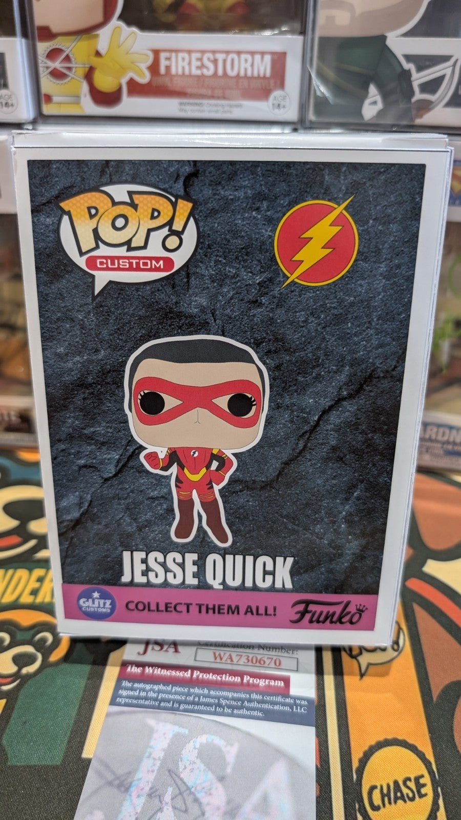 The Flash Custom Funko Pop Jesse Quick Signed by Violett Beane With JSA COA